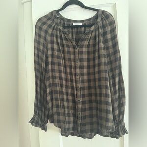 beachlunchlounge Plaid Button-Up Blouse